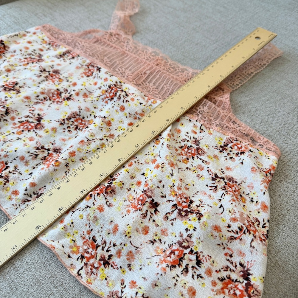 🍑 FREE PEOPLE Peach Floral Lace Sleep Lounge Reversible Cami Tank Top - Picture 14 of 16